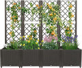 Planter Box with Trellis 4.6ft Tall Raised Garden Bed with 4 Box for Outdoor Vegetable Flowers &amp Climbing Plants Yard Balcony Decoration (Brown)