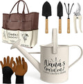 Nana Gifts Garden Kit Gifts for Nana Mothers Day from Grandkids Gardening Tools and Durable Garden Tools Organizer Tote Ideal Gardening Set for Women on Plant Lover Birthday Present Brown