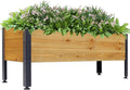 Rectangular Wood Raised Garden Bed - Elevated Outdoor Planter Box for Herbs Vegetables &amp Flowers Ideal for Patio Deck Balcony