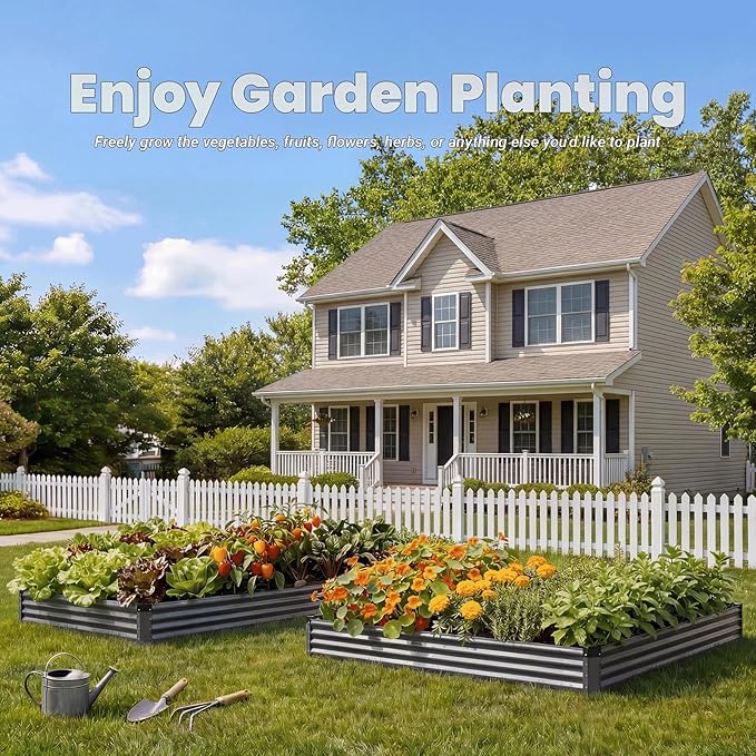2Packs 6X3X1 FT Raised Garden Beds Outdoor Planter Raised Beds for Gardening Vegetables Flowers Large Metal Garden Box Deep Plant Flower pots Outdoor(Dark Gray)