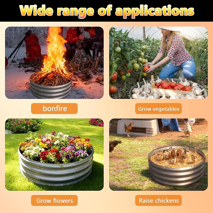 3FTx3FTx1FT Galvanized Raised Garden Bed Planter Raised Garden Beds Outdoor Round Raised Garden Beds for Gardening Vegetables