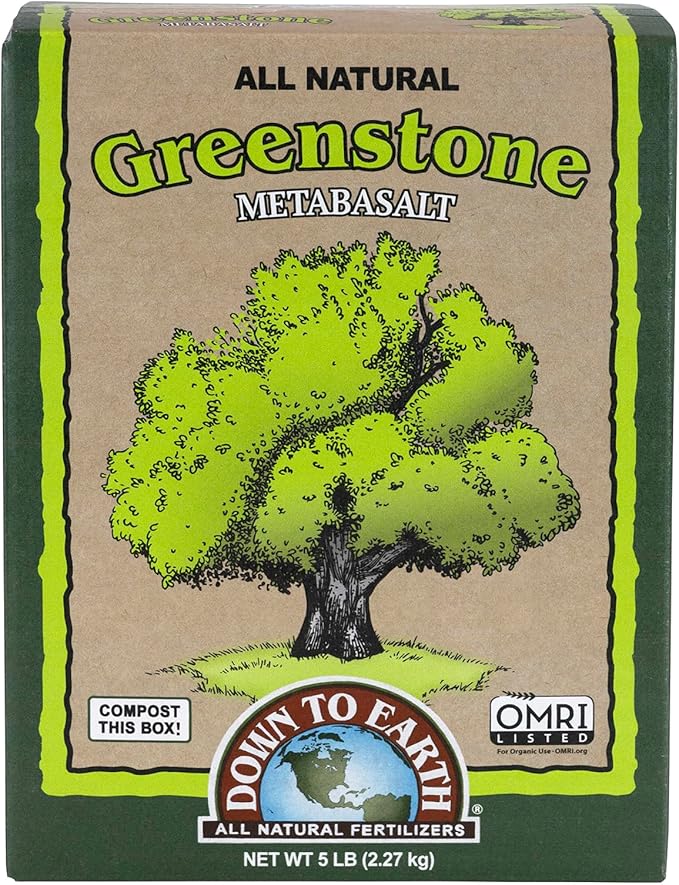 Down To Earth All Natural Fertilizers Organic Greenstone Metabasalt - Soil Amendment with Trace Minerals Iron Calcium Magnesium 5 lb