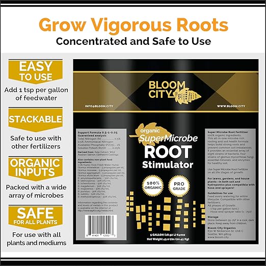 Bloom City SuperMicrobe Root Fertilizer – Liquid Microbial Plant Food for Explosive Root Development Enhanced Nutrient Uptake &amp Stronger Plant Establishment 32 oz