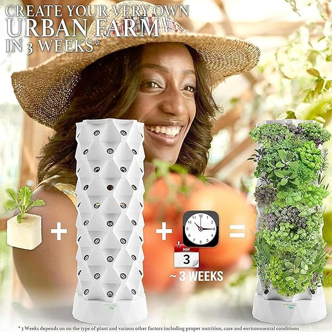 Hydroponic Kits Hydroponic Growing System Kit Indoor Growing System Vertical Growing Tower Seeding Beds and Net Pots for Herbs Fruits and Vegetables/1 Pc. Beginner Hydroponics System(6 Layers)