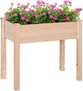 Raised Garden Bed with Legs 34 x 18 x 30 Elevated Wooden Planter Box Self Draining with Bed Liner for Vegetables Herbs and Flowers Backyard Patio Balcony Use Natural