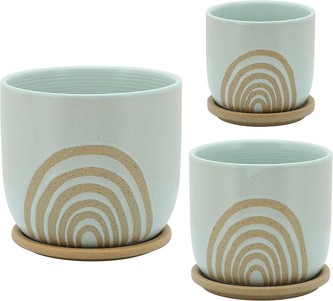 Generic 8 Arch Planter W Saucer Mint Green