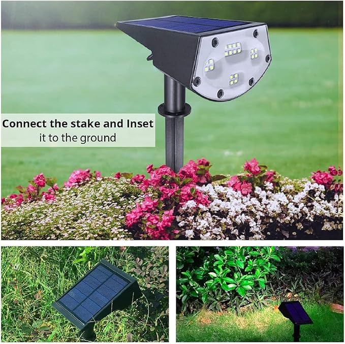 WBM Smart Solar Spot Lights OutdoorIP65 Waterproof 20 LEDs Solar Landscape Spotlights Solar Powered Wall Lights Best for Gift | 2Pcs | Black (Pack of 1)