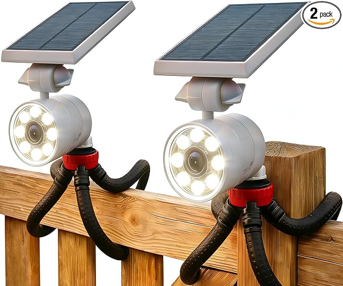Solar Motion Sensor Outdoor Light with Portable Tripod - 1400LM Aluminum Security Floodlight for Outside Camping Dark Driveways &amp Backyard Anti-Theft - IP66 Extreme Weather Ready (No Wiring)