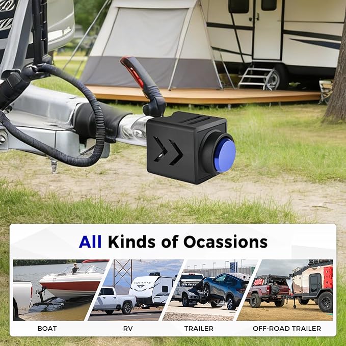 Truckiipa Trailer Lock Heavy Duty Trailer Hitch Locks Fits 2 5/16 2 Couplers Anti-Theft Structural Steel Ball Hitch Lock for RV Trailer Boat Pickup Cargo Camper Dump Trailer (Blue)