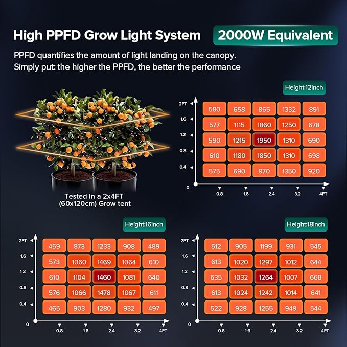 SANSI Grow Lights for Indoor Plants 200W Plant Lights for Indoor Growing Full Spectrum High PPFD IP65 Dimmable Auto On Off Growing Lamp for 2x4/3x3ft Grow Tent Seed Starting Vegetables Bloom