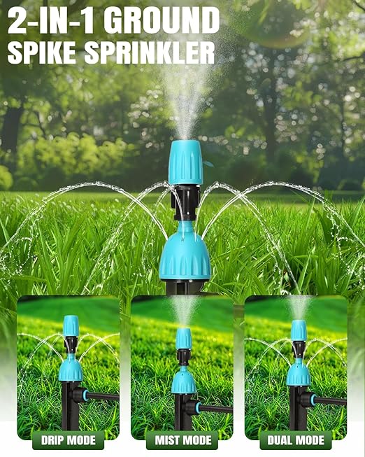 Breeze Touch 120FT Automatic Drip Irrigation Kits with Garden Timer Garden Watering System for Lawn Quick Connector Design Irrigation System Kit with Easy Programmable Water Timer