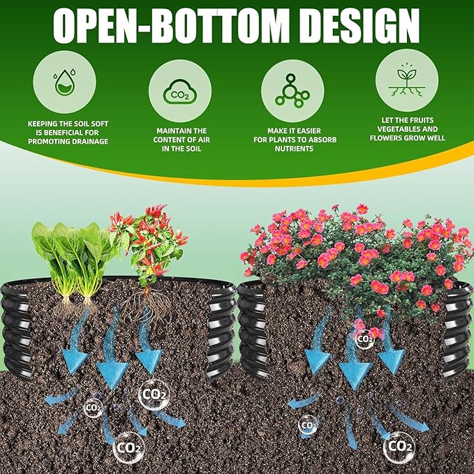 17 Tall Elevated Round Metal Rised Garden Bed- 4'x4' in Size and 0.8MM Thick Durable Planter Box for Vegetables Flowers Succulent at Patio/Garden Outdoor (Black 4FT Diameter)