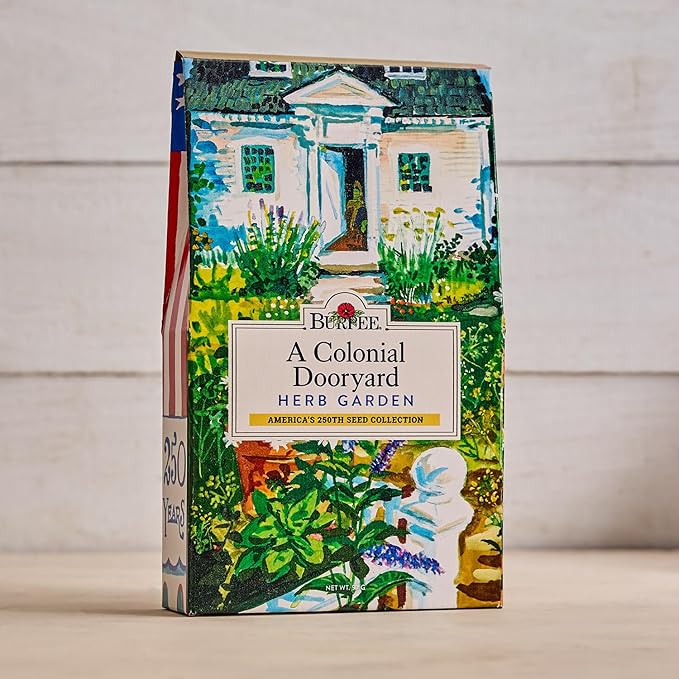 Burpee 'A Colonial Dooryard Herb Garden' – Heritage Kitchen Herb Starter Kit with 8 Non-GMO Seeds Plant Labels &amp Dooryard Garden Design Card