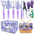 EAONE 43Pcs Garden Tools Set with Basket Floral Gardening Hand Tools Gardening Gifts for Women and Plant Lovers Heavy Duty Tools Kit Including Gardener Gloves Trowel Weeder Hand Rake and Pruner