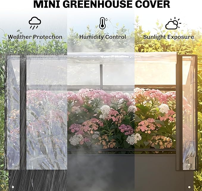 Outsunny Raised Garden Bed with Flip-Up Greenhouse Cover Metal Elevated Garden Bed with Legs and Drainage Hole Outdoor Raised Planter Box for Vegetables Herbs Flowers 39.4 x 18.9 x 52.8 Black
