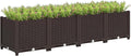 Outsunny 5 x 1 x 1 ft Raised Garden Bed Indoor Outdoor Plastic Planter Box with Drainage Holes Drain Plugs and Water Reservoirs for Vegetables Herbs Flowers &amp Succulents Brown