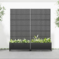 Casaphoria 72x35 Metal Raised Garden Bed with Trellis(2 Pack) Outdoor Planter Box with Wheels &amp Drainage Holes for Climbing Plants Flowers Elevated Garden Kit with Privacy Screen Black-Fence