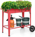 Sophia &amp William Planter Raised Beds with Legs and Wheels Outdoor Metal Planter Box Elevated Garden Bed with Lower Shelf for Vegetables Flower Herb Red