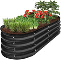 Best Choice Products 4x2x1ft Outdoor Metal Raised Garden Bed Oval Deep Root Planter Box for Vegetables Flowers Herbs and Succulents w/ 51 Gallon Capacity Rubber Edge Guard - Black