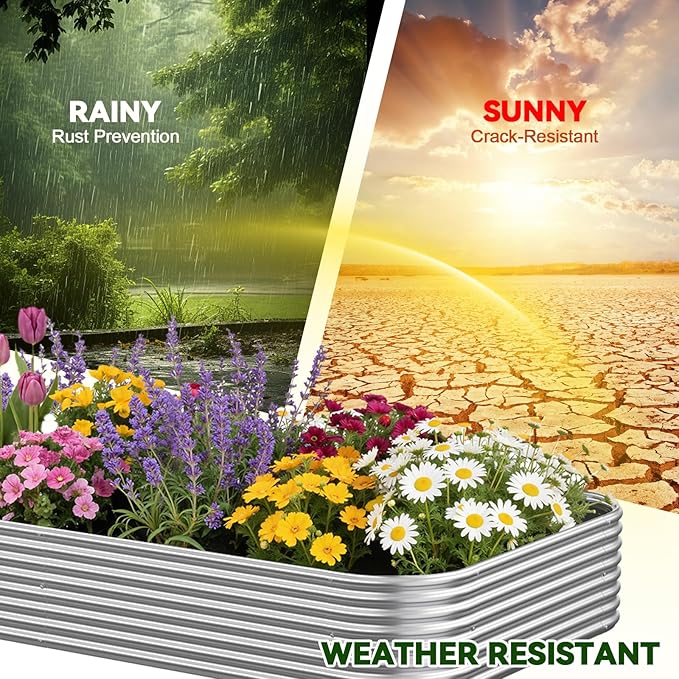 3 Pack Raised Beds for Gardening Corrugated Galvanized Steel Raised Garden Bed Outdoor Metal Above Ground Garden Bed for Vegetables and Flowers-3x2FT