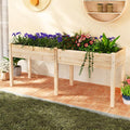 Raised Garden Bed with Legs Elevated Planter Box with Divider &amp 8 Drainage Holes Fir Wood Garden Box for Vegetables Flowers Fruits &amp Herbs (Natural)
