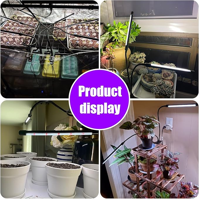 Grow Lights Upgrade 168 LEDs Clip Plant Lights for Indoor Plants Full Spectrum White+ Red LED Plant Growing Lamps with Flexible Gooseneck 3/9/12H Timer 3 Spectral Modes 10 Dimmable Levels 2 Pack