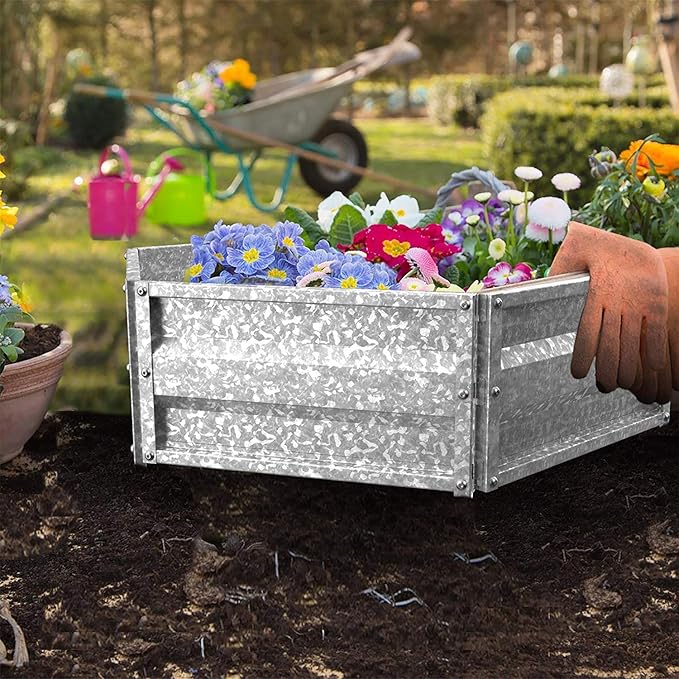 Galvanized Raised Garden Bed - 21 L x 9.75 W x 5.5 H Raised Garden Beds Outdoor Hexagonal Planter Box Kit for Flowers Vegetables Fruits or Herbs - Raised Bed Garden Planters by Pure Garden