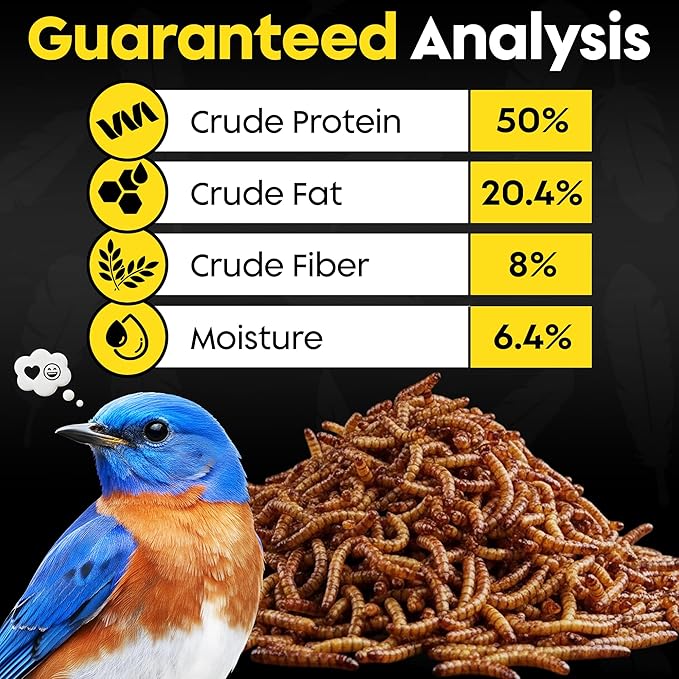 Dried Mealworms for Wild Birds - Crunchy Meal Worms for Wild Birds - High Protein Dried Mealworms for Bluebirds Cardinals &amp Woodpeckers - Premium Backyard Bird Treat - All Natural Bird Food (5lbs