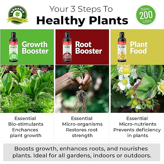 Plant Growth Kit 3-in-1 Liquid Fertilizers- Boost Growth Enhance Roots and Nourish Plants | Ideal for Indoor and Outdoor Gardens (800 ml)