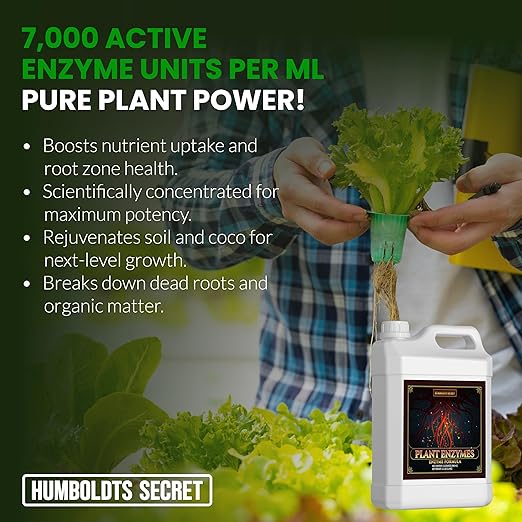 Humboldts Secret Plant Enzymes | 7000 Active Units per mL | Root &amp Soil Enzyme Additive for Hydroponic and Aeroponic Systems | Boosts Growth and Root Strength for Maximum Nutrient Uptake | 32 Oun