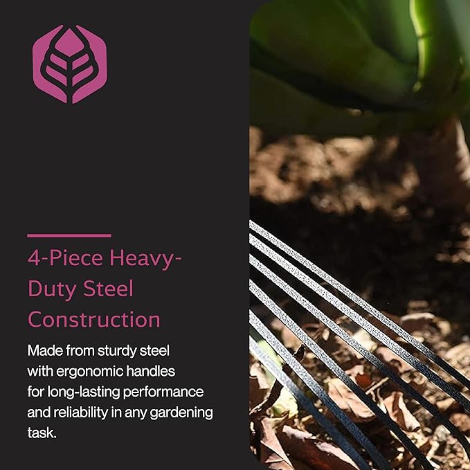 Yard Butler Terra Tuff Hand Tool Bundle ITT-4B - Essential Gardening Tool for Yardwork - Power-Coated Steel Construction - Comfortable Grip - Long-Lasting - Rust-Resistant