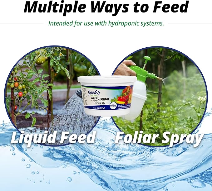 Jack's Classic 20-20-20 All Purpose Water-Soluble Fertilizer with Micronutrients to Provide General Growth on All Plants 8oz