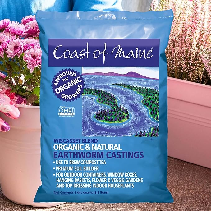 Coast of Maine Wiscasset Blend 8qt (Pack of 4) Organic and Natural Earthworm Castings Premium Soil Builder to Brew Compost Tea