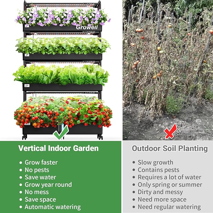 Large Hydroponics Growing System Kit 120 Pods Vertical Hydroponic Garden with 2 Light Modes Grow Light Auto Circulating Water System 48L Indoor Gardening System for Herb Vegetable Fruit