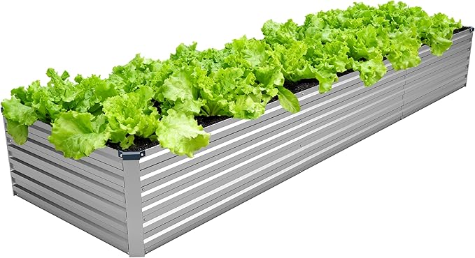 MGNO 12x2x1.5FT Galvanized Raised Garden Bed-Outdoor Planter Box for Vegetables-Metal Garden BedRRectangle Planting Box for HerbFlower