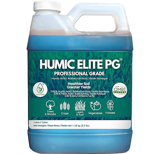 Humic Acid Organic Lawn Fertilizer - Fulvic Humic Mineral Blend for Trees Shrubs Ornamentals Vegetables &amp Crops - Enhancer &amp Garden Soil Conditioner by FoliarTech 34 OZ