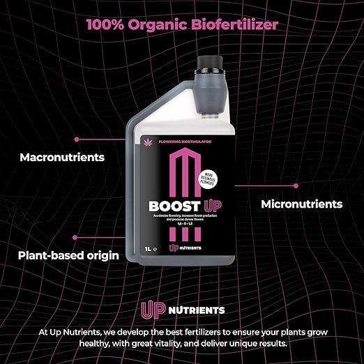 Bio Flowering Fertilizer Boost UP 1L | Bio Stimulator for Plants and Crops | Flower Production Booster | Compact and Resinous Flowers and Fruits