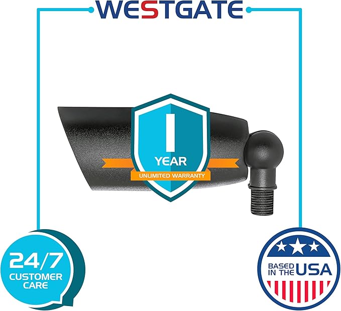 Westgate LED Landscape Spotlight Waterproof Spotlight Adjustable Directional Lighting for Patio Deck Yard Garden Pathway Pool Area - All Accessories Included (1 Black)