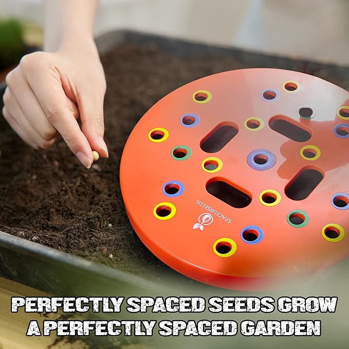 Round Seed Planting Template – Patented Color-Coded Garden Spacing Tool Kit with Seed &amp Seedling Spacer Dibber with Seed Spoon &amp Laminated Vegetable Growing Guide