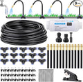 Mornajina Automatic Drip Irrigation Kits Garden Irrigation System Includes Calcium Inhibitor Filter &amp 66FT 5/16 inch Irrigation Tubing Hose &amp 20Pcs 360° Bending Dropper Atomizing Mist Nozzles