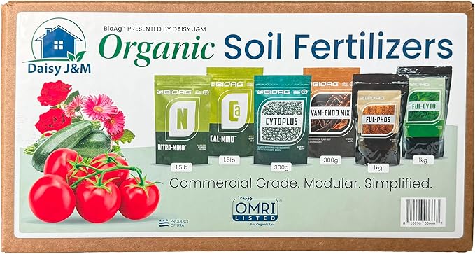 Daisy J&ampM All Purpose Organic Soil Fertilizer Kit - OMRI Listed - 6 Product All-in-One