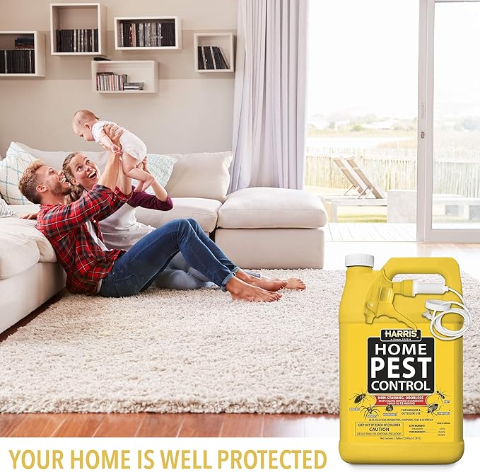 Harris Home Insect Killer Liquid Gallon Spray with Odorless and Non Staining Residual Formula - Kills Stinkbugs Ants Roaches Spiders Fleas Mosquitos Moths Scorpions Flies and Silverfish