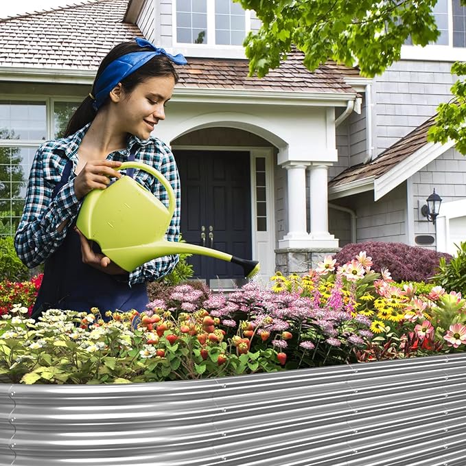 FRIZIONE 9FT(L)×4FT(W)×2FT(H) Galvanized Raised Garden Bed Outdoor Metal Raised Garden Beds for Flower Raised Planter Box Outdoor for Herb Vegetable