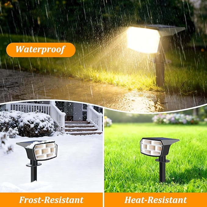 Sucolite 6-Pack Solar Spot Lights Outdoor Waterproof IP65 3 Lighting Modes 2-in-1 Solar Landscape Spotlights for Yard 59 LED Solar Powered Wall Lights for Garden Pathway Driveway Walkway Warm White