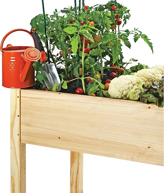 Raised Garden Bed with Legs 48x24x30 - Natural Cedar Wood Elevated Planter Box with Bed Liner for Flowers Veggies Herbs - 200lb Capacity
