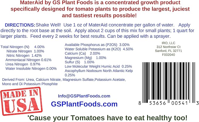 MaterAid Tomato Fertilizer - Organic Plant Food for Feeding &amp Growing Tomatoes (1 Quart)- Tomato Food Suitable for All Your Tomatoes