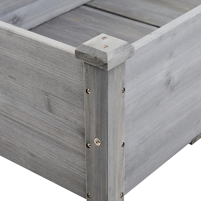 Topeakmart Elevated Planter Bed Outdoor Wooden Raised Garden Bed Rectangle Raised Bed with Stable Structure Wooden Garden Box Standing Planter for Garden/Patio/Backyard/Outdoor2pcs