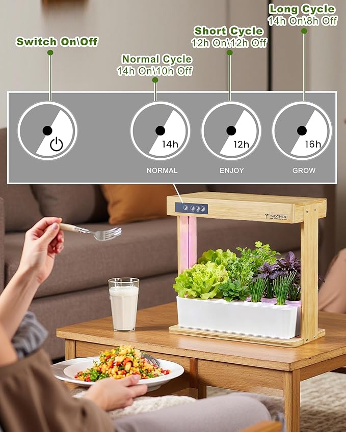 yadoker Indoor Hydroponic Garden System 8 Pods Smart Growing Kit with LED Grow Light Automatic Timer Pump System &amp 3.5L Water Tank – Ideal for Herb Cultivation (No Seed)