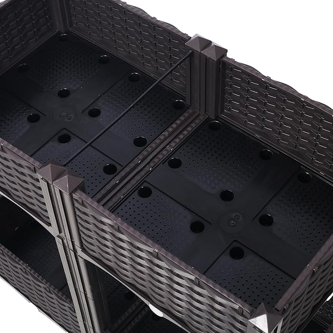 Planter Raised Beds - Elevated Planter Garden Box with Drainage Plug Raised Garden Beds for Vegetable/Flower/Herb Outdoor Standing Planter Beds Gardening KitBrown31.5x15.7x27.7