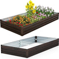 HAPPYGRILL Raised Garden Bed 8x4 x1 ft Galvanized Metal Planter Raised Bed for Vegetable Fruit Herb Flower Outdoor Planter Box with Open-Ended Base for Patio Lawn